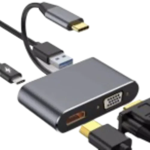 Adapter Stars Solutions USB-C na HDMI/VGA/USB/PD sivi