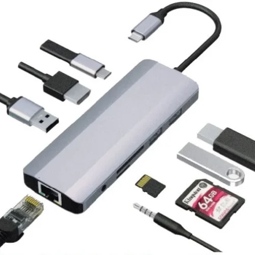 Gembird A-CM-COMBO9-06 USB-C 9-in-1 multi-port RJ45+USB3.0+SD+USB-C+HDMI+USB2.0