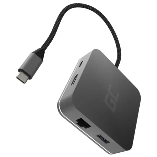 Green Cell AK61 USB-C 6-Port Hub, 3xUSB 3.0, USB-C, HDMI, Gigabit Ethernet