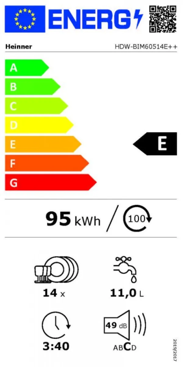 Ugradna mašina za pranje sudova HEINNER HDW-BIM60514E++14kompleta /60cm - Slika 3