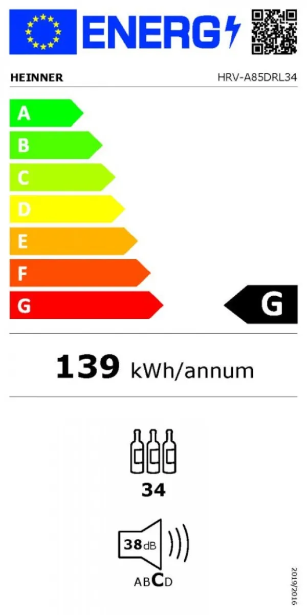 Vinski frižider HEINNER HRV-A85DRL34/85l/34boca(750ml)/1zona - Slika 3