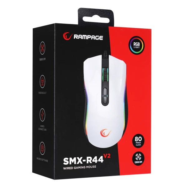 Miš žični gaming Rampage SMX-R44 V2 Macrol beli 41492 - Slika 4